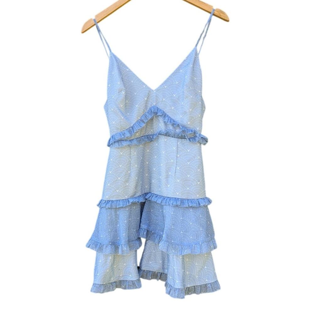 TRU 8 summer prairie dress ruffle country western girly sweetheart pastel blue